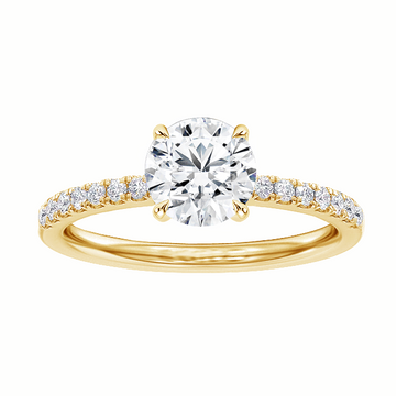 1.33 CT Hidden Halo Round Cut Diamond Engagement Ring in Yellow Gold